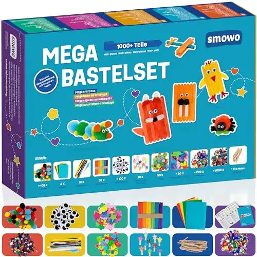 Bastelset Smowo Mega Starterset – Bastelbox mit Bastelbedarf für Kinder