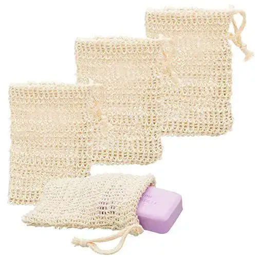 Sisal Seifenbeutel Set von ECENCE 4 umweltfreundliche Seifensäckchen