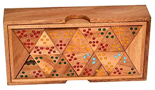 Triomino Dreiecksdomino aus Holz für 6 Spieler mit 56 Steinen