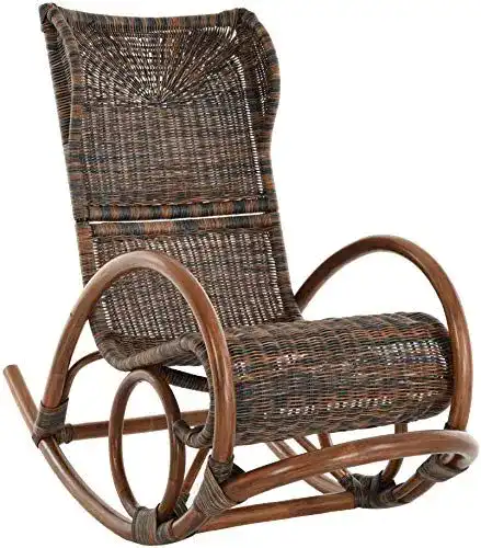 Schaukelstuhl Korb-Outlet Luxor aus Rattan in Natur Zebrano