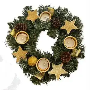 Künstlicher Adventskranz von Annastore Teelicht-Kerzenhalter mit 30 cm Durchmesser