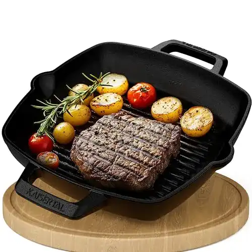 Gusseisen Grillpfanne KAISERTAL 26 cm inklusive Reinigungsbürste