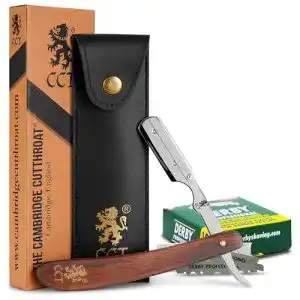 Cambridge Cutthroat Rasiermesser aus Edelstahl mit Holzgriff