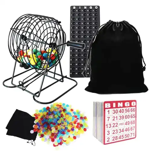 Bingo-Spiel Yuanhe Deluxe Set mit 20,3 cm Metalldrehkäfig und Zubehör