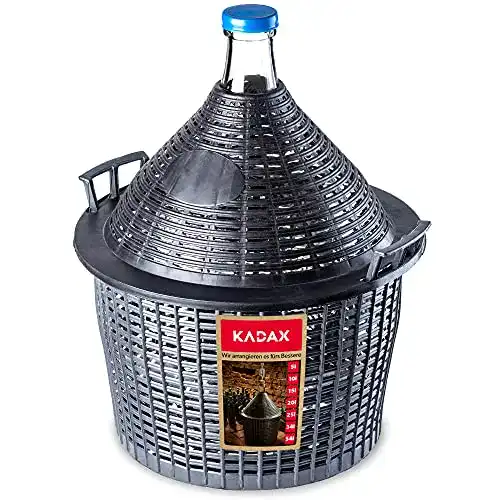 Gärballon Kadax Glasballon 25L mit Kunststoffkorb und Gummistopfen