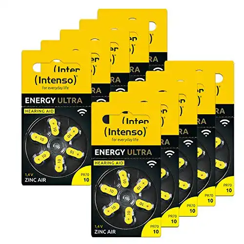 Intenso Hörgerätebatterien PR70 Typ 10 Gelb, 60er Pack