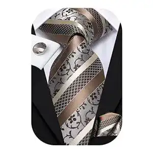 Krawatten Set für Herren in Schwarz mit Paisley, Plaid und Streifen