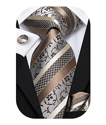 Krawatten Set für Herren in Schwarz mit Paisley, Plaid und Streifen
