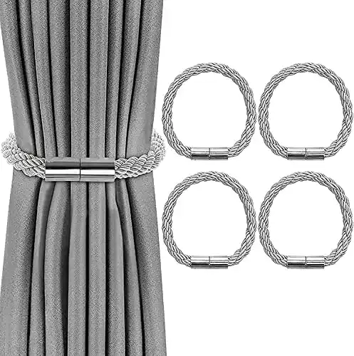 Raffhalter VEGCOO 4 Stück Magnetisch, Grau für Vorhänge