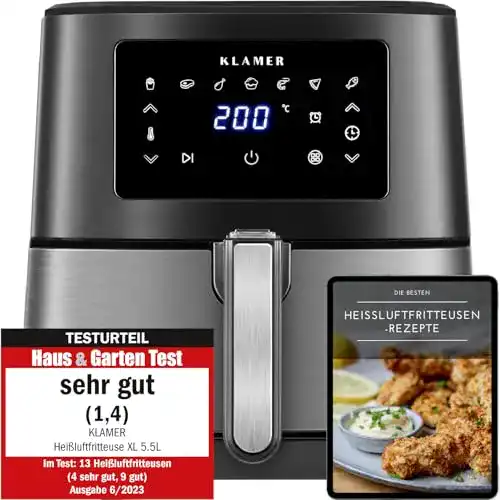 Heißluftfritteuse Klamer XL 5,5l – Multifunktionale Kochlösung