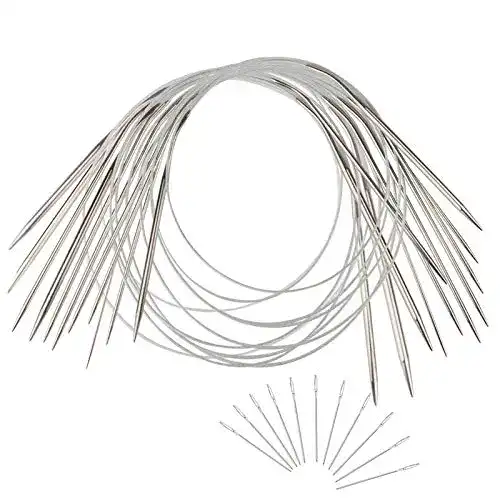 Coopay Edelstahl Rundstricknadeln Set mit 11 Größen und 80 cm Länge