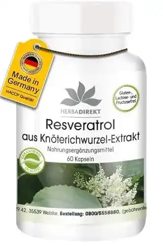 Resveratrol Kapseln 500mg – 60 Kapseln von HERBADIREKT