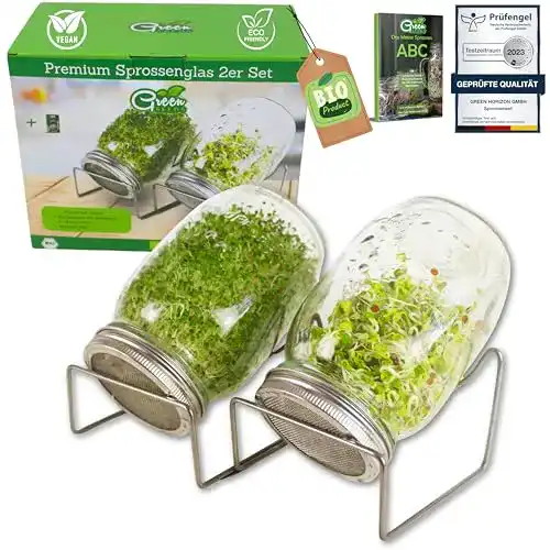 Sprossengläser Green Seeds 2er Set 1000ml für gesunde Sprossen
