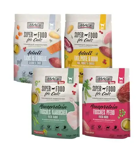 Mac’s Katzenfutter Trockenfutter Probierpaket 4 x 300g Getreidefrei