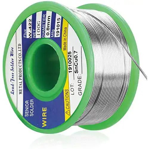 Weichlötzinn bleifrei mit Kolophonium Kern, 0,8mm, 100g