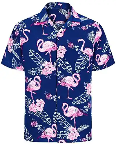 Hawaiihemd für Herren von J.VER – Kurzarm Sommerhemd mit Flamingo-Muster