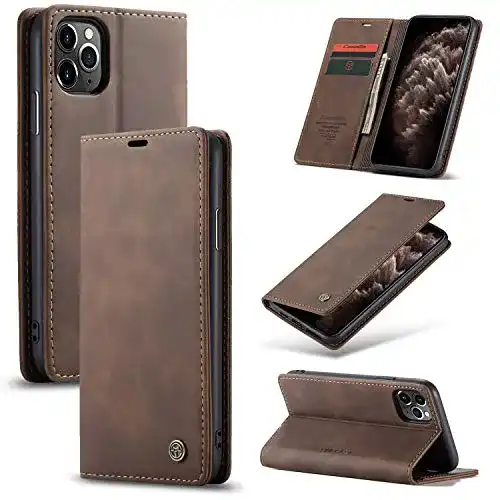 iPhone 11 Pro Max Hülle Owlhold Klapphülle aus Leder mit Standfunktion