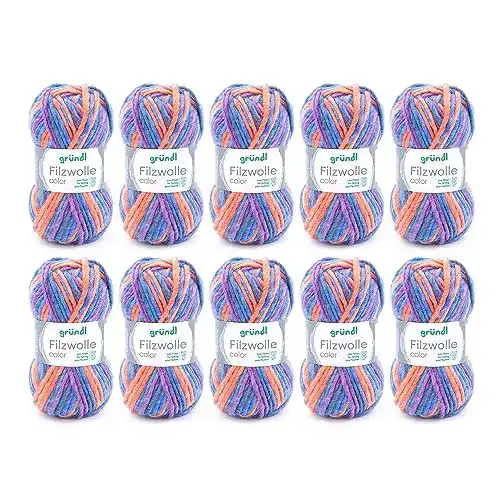 Gründl Filzwolle Color, OEKO-TEX zertifiziert, 10 Knäuel à 50 g
