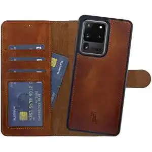 Burkley 2-in-1 Leder Handytasche für Samsung Galaxy S20 Ultra