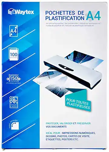 Laminierfolien Waytex 78273, A4, 75 Mikron, transparent, 100 Stück