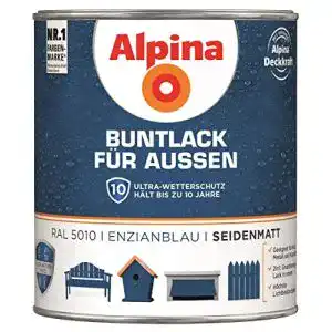 Alpina Buntlack Metalllack 0,75L in Enzianblau RAL 5010 Seidenmatt