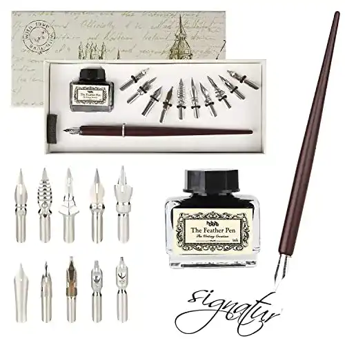 Kalligraphie-Set Hohuhu mit Schönschreibfüller und Holzstift