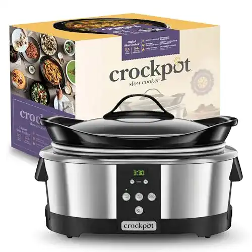 Slow Cooker Crockpot, elektronischer Schongarer mit 5,7 l Fassungsvermögen