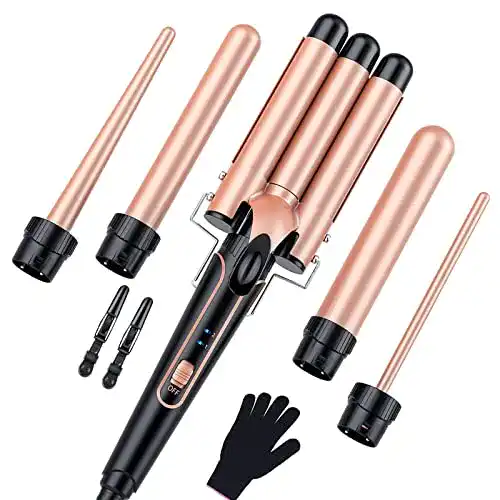 Lockenstab YICAIZI 5 in 1 Set mit 3 verschiedenen Fässern