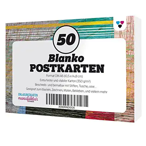 Blanko-Postkarten im DIN A6 Format 50 Stück, weiß, 350 g/qm