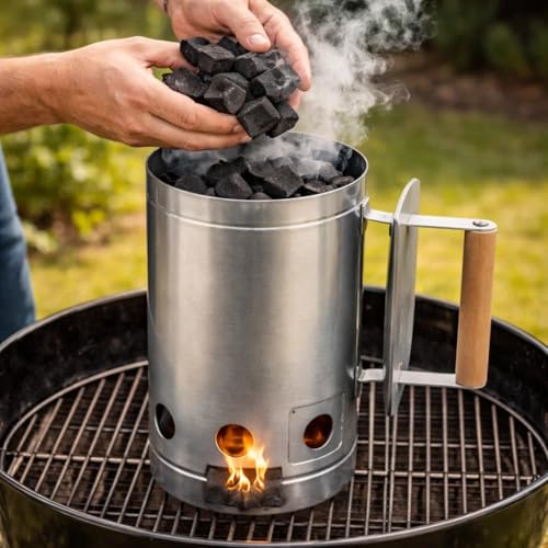 Anzündkamin Druline für Grill und Kohle – Grillstarter aus verzinktem Stahlblech