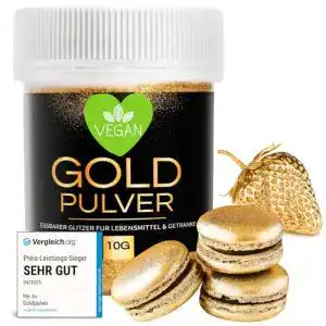 He-Ju essbares Goldpulver 10g, vegan und ohne E171, Lebensmittelfarbe
