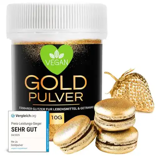 He-Ju essbares Goldpulver 10g, vegan und ohne E171, Lebensmittelfarbe