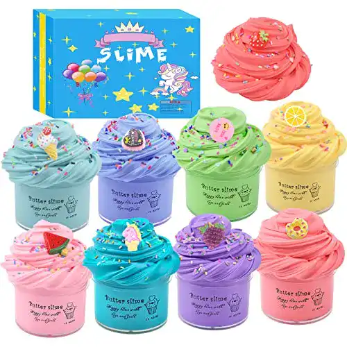 Fluffy Slime Set mit 8 Farben – Butter Slime und Zubehör