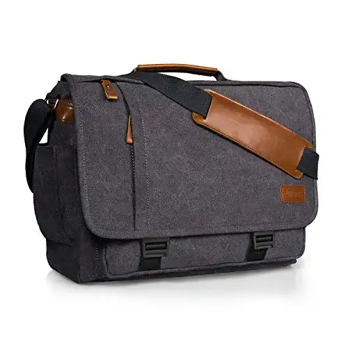 Laptoptasche 17 Zoll Estarer Umhängetasche aus Canvas für Uni und Arbeit