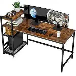 Computertisch Homidec mit Bücherregal für Home Office und Schlafzimmer