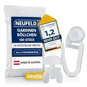 Gardinenröllchen Neufeld 120 für Innenlauf Schienen (inkl. 6 Feststeller)