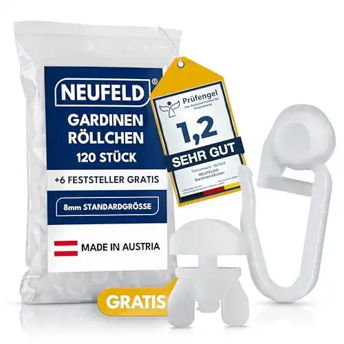 Gardinenröllchen Neufeld 120 für Innenlauf Schienen (inkl. 6 Feststeller)