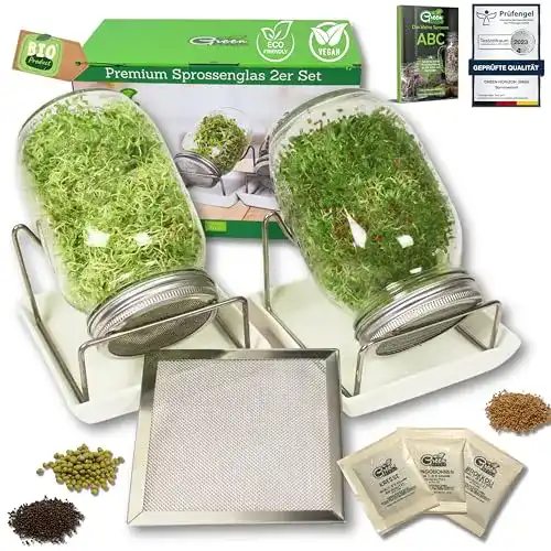 Sprossengläser Green Seeds Original – 2er Set für Keimlinge