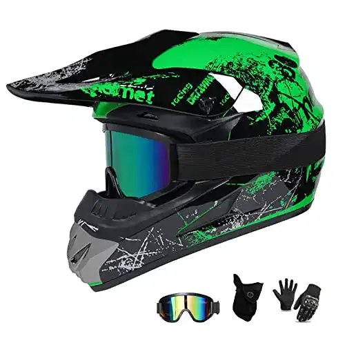 Crosshelm für Kinder – Uigjiog MTB Fullface Helm in Grün