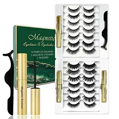 Magnetische Wimpern Rechoo mit Eyeliner 14 Paare 3D-Magnet