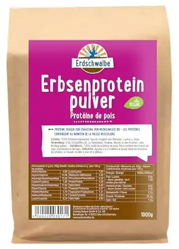 Erbsenprotein von Erdschwalbe – Veganes Eiweißpulver 1 kg