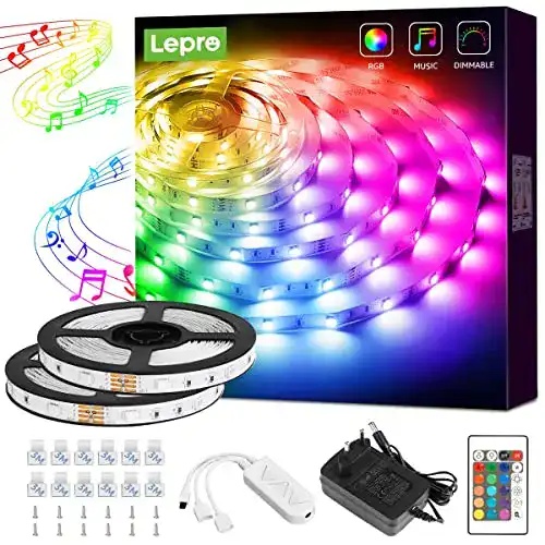 Lepro LED Strip 10M (5Mx2) mit Fernbedienung und Musiksteuerung