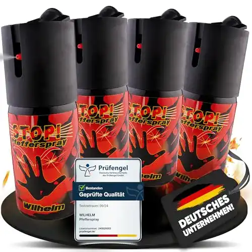 Pfefferspray Wilhelm 4 x 40 ml für Tierabwehr und Selbstverteidigung