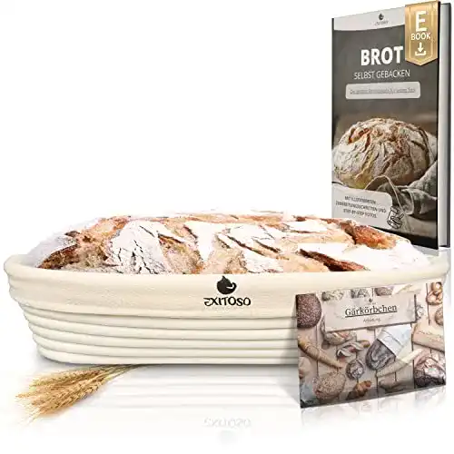 Gärkörbchen Exitoso oval 1kg aus Peddigrohr Ø35cm – Beige