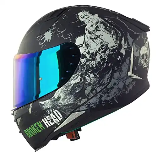 Integralhelm Broken Head Fullgas Viking V2 Pro – Motorradhelm mit 2 Visieren