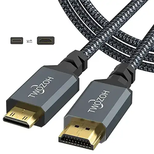 Mini HDMI auf HDMI Kabel 2M von Twozoh, geflochtenes Kabel
