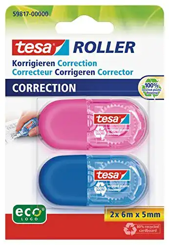 Korrekturroller Tesa Mini ecoLogo – Korrekturband für Papier – 2er Pack