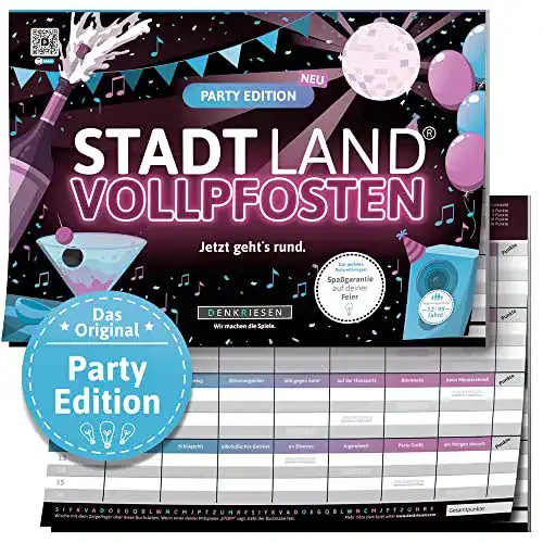Stadt Land Vollpfosten Denkriesen Party Edition Spielblock DIN A4