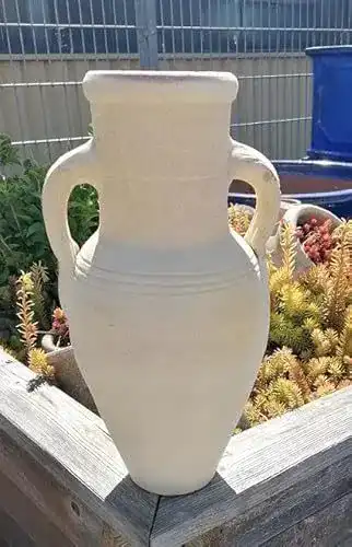 Amphore aus hellem Terracotta mit 2 Henkeln, 40 cm hoch