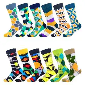 Bunte Socken für Männer Gemusterte Crew-Socken aus Baumwolle